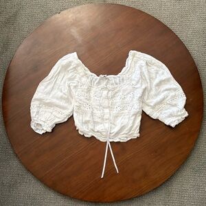American Eagle Babydoll Top White Lace Women's Size XS Cottagecore